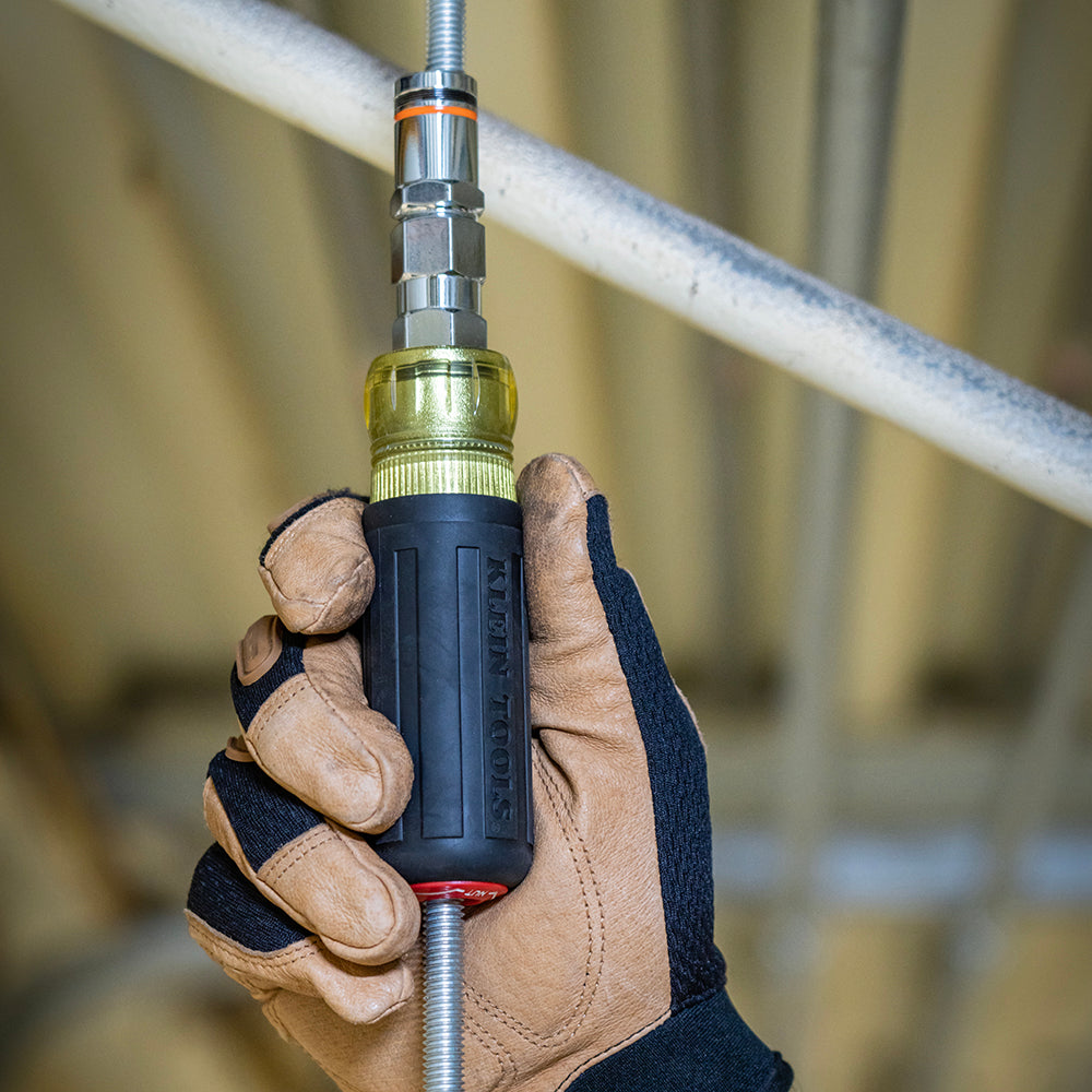 Klein Tools 328091 9-in-1 Pass Through Multi-Nut Driver - in use on threaded rod