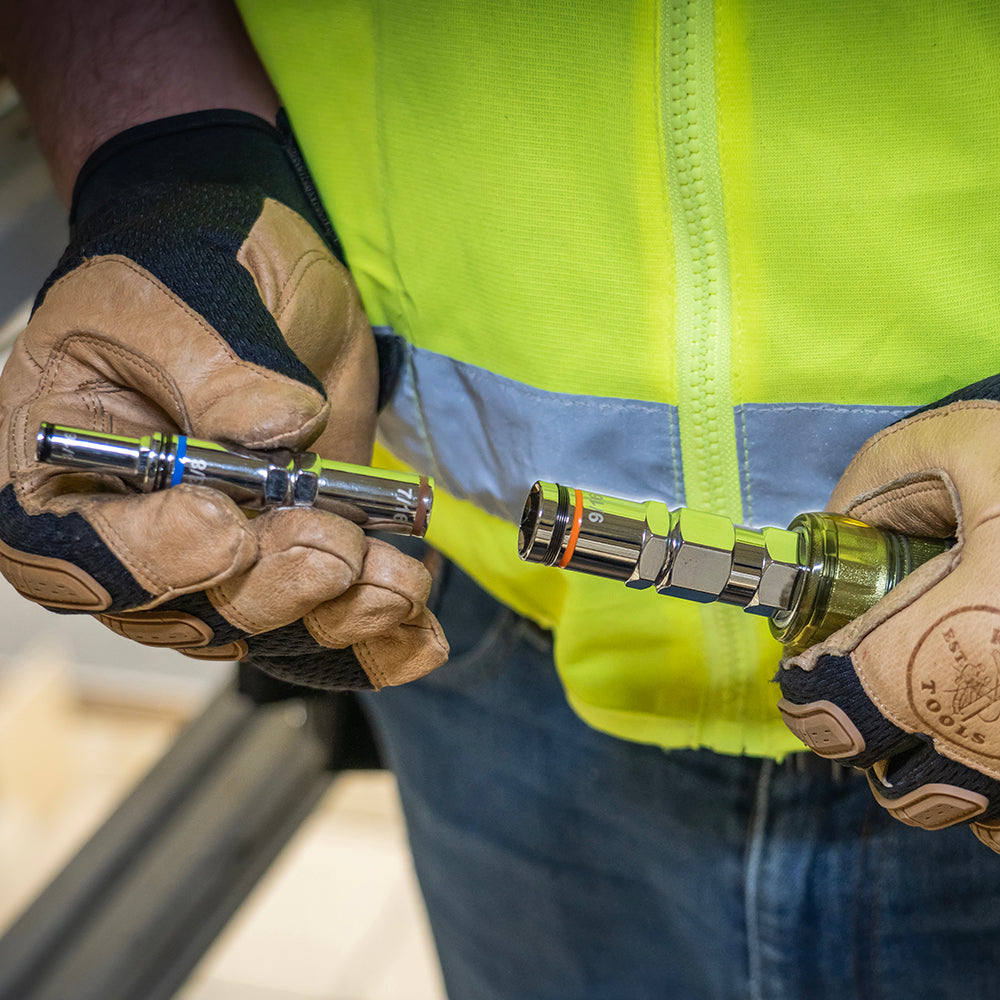 Klein Tools 328091 9-in-1 Pass Through Multi-Nut Driver - in use