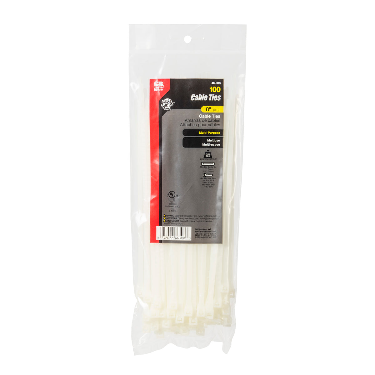 Gardner Bender 46-308 cable ties package, alternate view