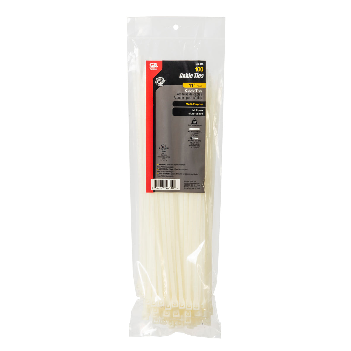Gardner Bender 46-310 cable ties package, alternate view