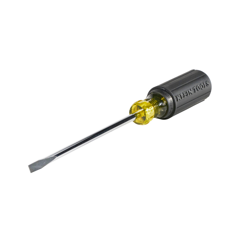 Klein Tools 605-6B Wire Bending Cabinet Tip Screwdriver - angled view from the handle