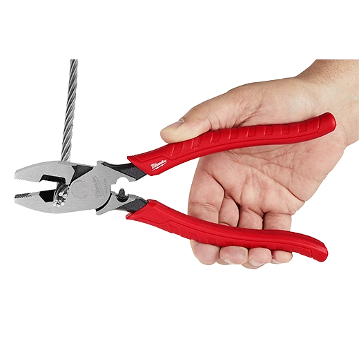 Milwaukee 48-22-6100 9-Inch High Leverage Lineman's Pliers with Crimper in use